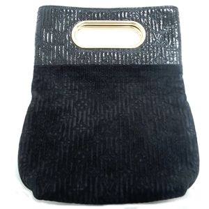 Vintage Louis Vuitton Black Suede Monogram Motard Afterdark Clutch
